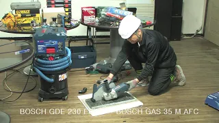 핸드그라인더용 보쉬 9인치 절단 집진커버 BOSCH GDE 230 FC-S ↔ 보쉬 산업용 진공청소기 BOSCH GAS 35 M AFC