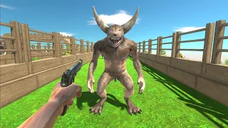 FPS Avatar with all weapons in battle with horned units - Animal Revolt Battle Simulator