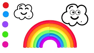 rainbow and clouds coloring for kids