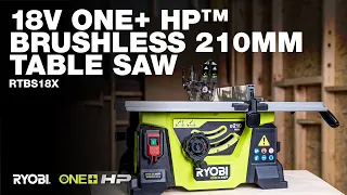 RYOBI 18V ONE+ HP™ Brushless 210mm Table Saw (RTBS18X) in action