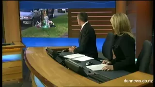 News Blooper:  One News reporter doesn't know she is on air