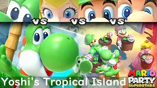 Mario Party Superstars Yoshi vs Peach vs Luigi vs Mario in Yoshi's Tropical Island