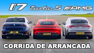 BMW i7 vs Porsche Taycan Turbo S vs Mercedes AMG EQS: CORRIDA DE ARRANCADA