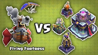 Flying Fortress vs max level defenses | clash of clans | coc