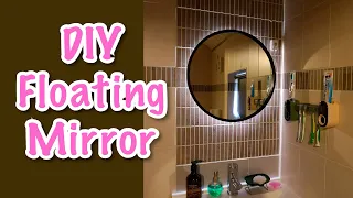 DIY Round Floating Bathroom Mirror | Rechargeable LED Strip Lights | KC Mum Life