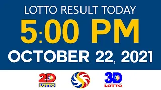 Lotto Results Today October 22 2021 5pm Ez2 Swertres 2D 3D 4D 6/45 6/58 PCSO