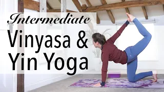 1 Hour Intermediate Full-Body Yoga Workout & Stretch - Minimal Cue Vinyasa & Yin Yoga - YogaCandi