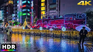 Downtown Tokyo Winter Illumination 2023 - Rainy Night Walk • 4K HDR