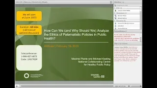 Webinar - How Can We (and Why) Analyze the Ethics of Paternalistic Policies in Public Health?