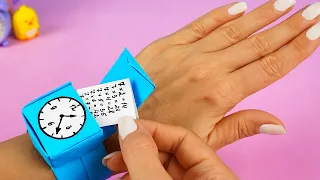 Как сделать Оригами Часы с потайной коробочкой из бумаги Лайфхаки для школы