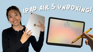 IPAD AIR 5 2022 UNBOXING// starlight 🌟, asmr, setup, accessories