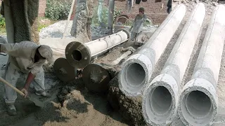 Amazing process of making sewerage pipe || Rcc pipe making technique |