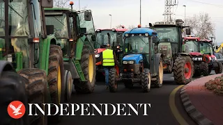 Watch again: Farmers block Spanish highway into France as protests spread across the EU