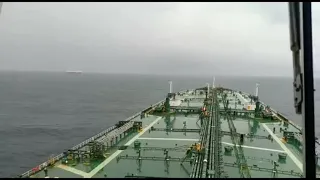 Car carrier crossing VLCC/ Fairy boat overtaking car carrier 2021