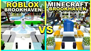 ROBLOX BROOKHAVEN VS MINECRAFT BROOKHAVEN!! (Roblox Brookhaven 🏡RP)