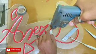 How to make neon sign board... #neonsign  #neonlight #neonart #tranding #viralvideo