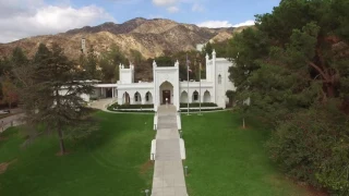 Drone flyby of Brand Library. - Glendale, CA.