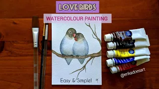 TWO BIRDS WATERCOLOUR PAINTING | Requested Drawing & Painting For Beginners | Draw With Me