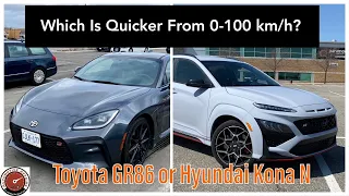 2022 Toyota GR86 vs. Hyundai Kona N | 0 to 100 km/h test | Which is quickest? | Automotive Affairs