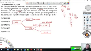 MABA CONCURSOS  -  PM SP - ANO 2019 - PROBLEMA ENVOLVENDO FRAÇÃO -  QUESTÃO 22