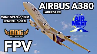 FPV drone with largest RC airbus A380 THAI AIRWAYS at Airmeet Live