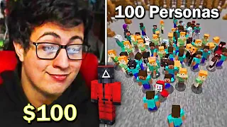 metí 100 subs al juego del calamar en minecraft (con ale wang)