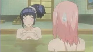 SAKURA siente ENVIDIA por HINATA y NARUTO intenta ESPIARLAS en los BAÑOS TERMALES sale mal*