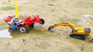 Diy Tractor stuck in Mud Pulling out Jcb || Sonalika tractor | Mini science project  #tractor #jcb