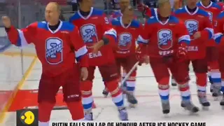 Vladimir Putin scores well in hockey exhibition, then falls on face