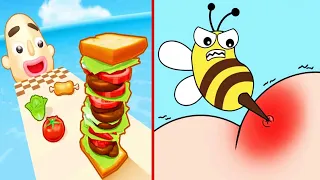 Satisfying ASMR Gameplay - Help Me : Tricky Story vs Sandwich Runner All Levels