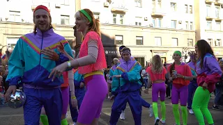 4K Walk around Moscow. Moscow city day celebration 875 years.