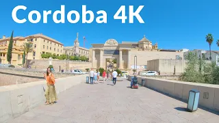 Córdoba, Spain walking tour, Alcazar, The Great Mosque, Historic Centre and the Roman bridge 4K