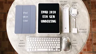 iPad 8th gen asmr unboxing 2020 📦  + apple pencil, paper-like & accessories + digital art 🎨 | PH