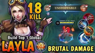 18 Kills Layla New OP Build HAAS CLAW and Perfect Emblem 100% UNSTOPPABLE - Build Top 1 Global Layla
