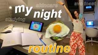 my night routine + cały dzień *realistic, skincare, studying, avocado toast* WIECZORNA RUTYNA