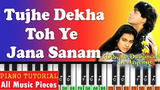 Tujhe Dekha Toh Ye Jana Sanam Piano Tutorial | Notation | DDLJ | Jatin Lalit | 90s Superhit Song