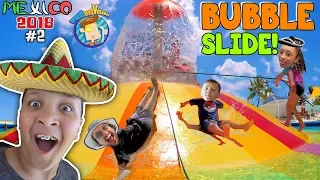 GIANT BUBBLE WATER SLIDE! Cancun Mexico Waterpark! Moon Palace Grand FUNnel Vision Mexico 2018