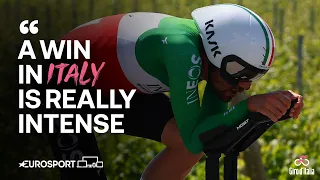 Filippo Ganna Reaction to Giro D'Italia Stage 14 Win 🇮🇹 | Eurosport Cycling
