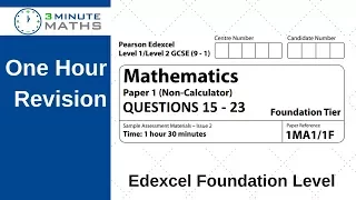 Edexcel Foundation paper 1 non calculator - questions 15 - 23