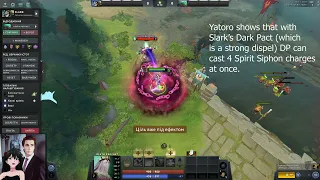 Yatoro shows interaction between Slark's dark pact & DP's spirit siphon