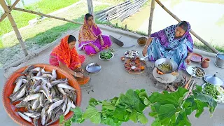 মায়ের হাতে গ্রামের রান্না লাউ পাতা বাটা,ট্যাংরা মাছের তেলঝল,লাউ শাকের ঝোল || fish curry recipe