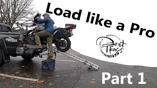 Safely and easily load a motorcycle using a single ramp