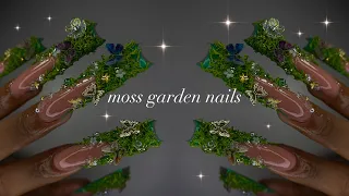 Moss Garden Nails🌿🌸🦋| polygel application + trendy nail art!✨