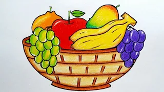 How to Draw Fruit Basket Easy Step by Step || Fruit Bowl Drawing || Fruit Basket Drawing..