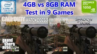 4GB vs 8GB RAM Test in 9 Games
