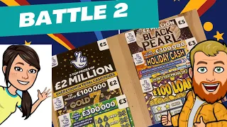 Battle 2 - Mega Multiplier, Gold 7s, £100 Loaded, Black Pearl #lottery #scratchcard #profit #winner