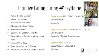 Elon Counseling Services discusses intuitive eating while social distancing