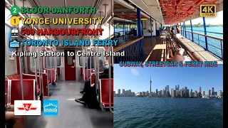 TTC & Toronto Ferry POV Walk: Kipling Station to Centre Island Via Queens Quay Station【4K】