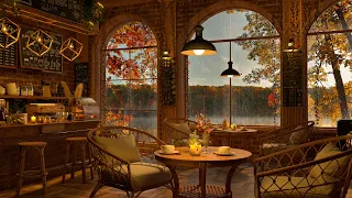 Autumn Rainy Day Cozy Coffee Shop 4K ☕ Smooth Jazz Music to Relax/Study/Work to