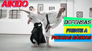 AIKIDO: DEFENSE against KICKS | how to defend basic kicks  (Mae Geri, Yoko Geri, Mawashi Geri)